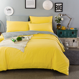 简约纯色素色床上用品1.5m床韩式纯棉床单被套1.8m全棉四件套床品