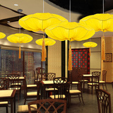 中式布艺吊灯荷叶飞碟灯笼仿古典茶楼餐厅展厅过道创意荷花红灯笼