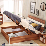 北欧现代简约板式床1.5米1.8米双人床高箱储物床榻榻米床卧室家具
