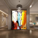 现代客厅玄关走廊创意抽象大象油画 欧式动物装饰餐厅酒店无框画