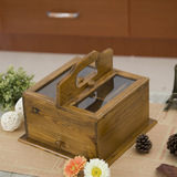 【3月新品】zakka杂货 复古木制针线盒 做旧双门手提带抽屉收纳