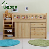 上海全实木家具定制宜家儿童套房家具组合松木半高床1.2米储物床