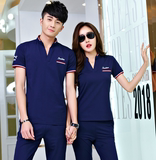 情侣装夏装2016新款韩版男女短袖t恤休闲运动套装两件套学生班服