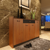 免漆鞋柜简约现代实木质色对开门厅柜玄关隔断大容量多层储物柜子