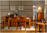 全实木餐桌 长方形北美进口白蜡木餐桌椅组合中式定制家具whjr-3