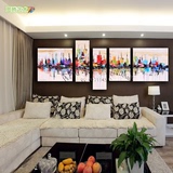 纯手绘创意抽象油画 现代客厅沙发背景装饰画简约城市风景无框画