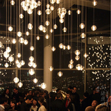 现代LED餐厅吧台水晶球吊灯流星雨玻璃圆球酒店别墅楼梯吊灯具饰