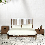老榆木创意中式1.8米大床卧室家具定制1.5米实木免漆手工双人婚床