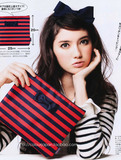 【COLOUR】日本杂志附录揭载款 红黑条纹 蝴蝶结 化妆包/收纳包☆