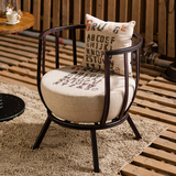 美式复古沙发椅 欧式客厅单人位小沙发 创意个性化懒人布艺沙发椅