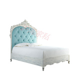 美式法式乡村风情实木雕花单人床1.2 1.3米做旧白色儿童公主软床