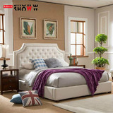 美式新古典布艺软包床欧式床简约现代婚床双人床1.8米实木软包