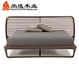 日式韩式双人床现代新中式黑胡桃木床1.8米婚床实木床1.5米橡木床