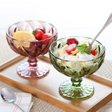 【天天特价】欧式冰淇淋碗家用创意沙拉碗高脚奶昔杯浮雕冰激凌杯