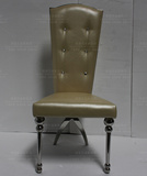 现代简约不锈钢餐椅时尚皮革书椅中式高靠背餐桌椅餐厅家用椅子
