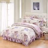 韩版纯棉床裙式床罩四件套1.5m全棉荷叶花边被套1.8米床上用品