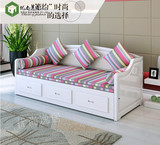 小户型实木沙发床多功能储物沙发床白色推拉坐卧两用懒人沙发床