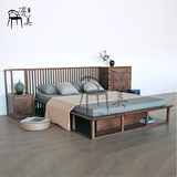 新中式实木床现代中式双人床简约高端卧房床民宿客房双人床禅意床