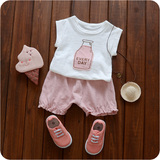 0-1-2-3岁半女宝宝夏装套装潮婴儿短袖T恤两件套纯棉女童夏季衣服