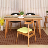 白橡木实木餐桌椅组合扁腿餐桌小户型北欧原木日式餐桌饭桌4人