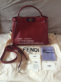 欧洲代购 FENDI peekaboo中号外缝红色手提单肩两用女包 国内现货