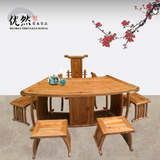 实木个性方形茶桌椅组合简约现代榆木客厅创意喝茶艺桌泡茶桌茶台