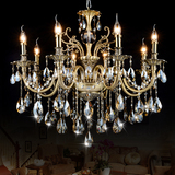 欧式新古典蜡烛水晶吊灯青古全铜客厅餐厅卧室LED美式复古灯具饰