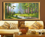 高档欧式客厅酒店别墅办公室装饰画手绘风景油画 树林森林溪流