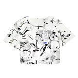 lagogo拉谷谷2016年夏季新款黑白印花短款T恤上衣FBA619G302