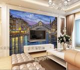 无缝大型壁画威尼斯风景油画沙发背景墙壁纸电视无纺布客厅墙纸3d