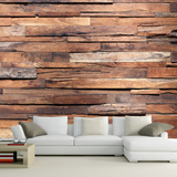 复古立体木头沙发背景仿真 木纹墙纸咖啡厅3d壁纸KTV木板壁画装修