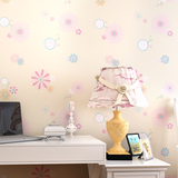 儿童房无纺布墙纸可爱小花朵温馨粉色公主房壁纸女孩卧室环保壁纸