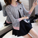 2016秋装新款韩版女装短款针织开衫甜美针织衫长袖百搭毛衣外套女