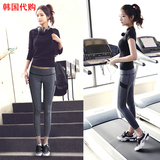 韩国健身房运动服短袖瑜伽服套装健身服跑步服女夏季显瘦专业速干