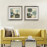 客餐厅沙发背景墙现代简约欧式北欧风格植物花卉蓝色卧室装饰挂画