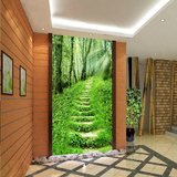 3D立体走廊背景墙纸壁纸画玄关过道竖版壁画田园自然风景延伸空间