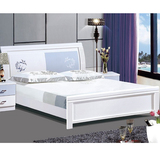实木床双人橡木白色烤漆婚床1.5米1.8米韩式现代简约家具可配高箱
