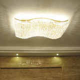 欧式客厅水晶长方形吸顶灯 现代简约餐厅灯过道豪华变光大气金色
