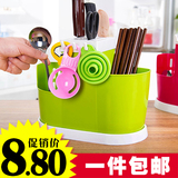 家用多功能沥水筷子筒筷子盒创意筷笼筷篓餐具架悬挂式刀叉勺分格