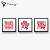【舞龙醒狮】印刷剪纸茶馆学校装饰画挂画墙画有框画大红中式