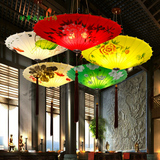 中式手绘伞灯新仿古典现代餐厅会所楼梯过道创意伞形布艺灯笼吊灯