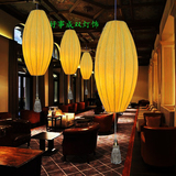 中式仿古典橄榄吊灯酒店会所餐厅茶馆楼梯过道阳台创意布艺红灯笼