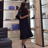 现货 11家 韩国代购女装2016夏装新款纯色拼接拉链连衣裙