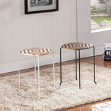 民间仿藤编织凳子创意简约凳塑料凳餐凳家用 客厅小板凳坐墩圆凳