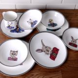 外贸出口zarahome陶瓷动物餐盘套装可爱家用汤碗杯子创意餐具