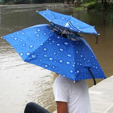 双层防风钓鱼伞帽头户外戴防晒太阳折叠雨伞遮阳野钓渔具垂钓用品