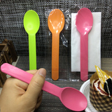一次性勺子加厚 独立包装彩色大号酸奶勺长柄淀粉冰激凌勺餐具100