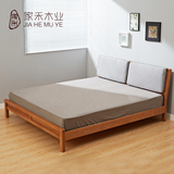 实木床北欧宜家橡木双人床1.5 1.8米软包布艺靠背婚床小户型家具