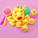 包邮儿童宝宝婴儿1-3岁 小黄鸭捏捏叫 戏水浴室洗澡软胶玩具套装