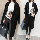 2016新款韩版黑色西装外套女春秋长袖中长款宽松大码显瘦百搭上衣